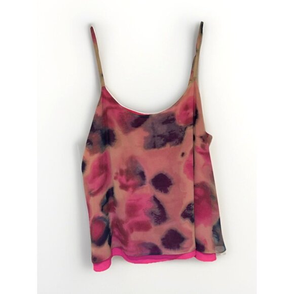 Rachel Roy Womens Tank XL Pink Sleeveless Chiffon Cami Top Colorful Neon‎ Beach - Picture 1 of 8